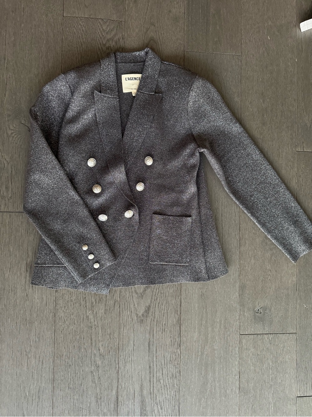 L'Agence Kenzie Metallic Knit Blazer